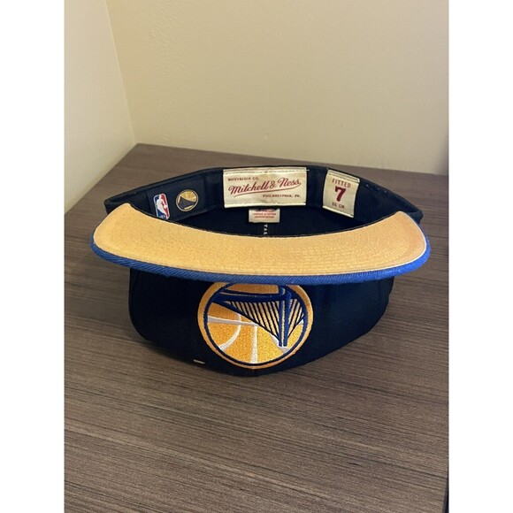 NBA Golden State Warriors Blue/black Fitted 7 Mitchell & Ness Hat - Picture 3 of 3